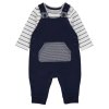 GX551: Baby Boys Navy Dungaree & Stripe Bodysuit Outfit  (0-18 months)